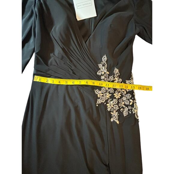 NWT - IEENA for Mac Duggal Black Embellished Faux Wrap Jersey Gown - Size 10 - Picture 9 of 16